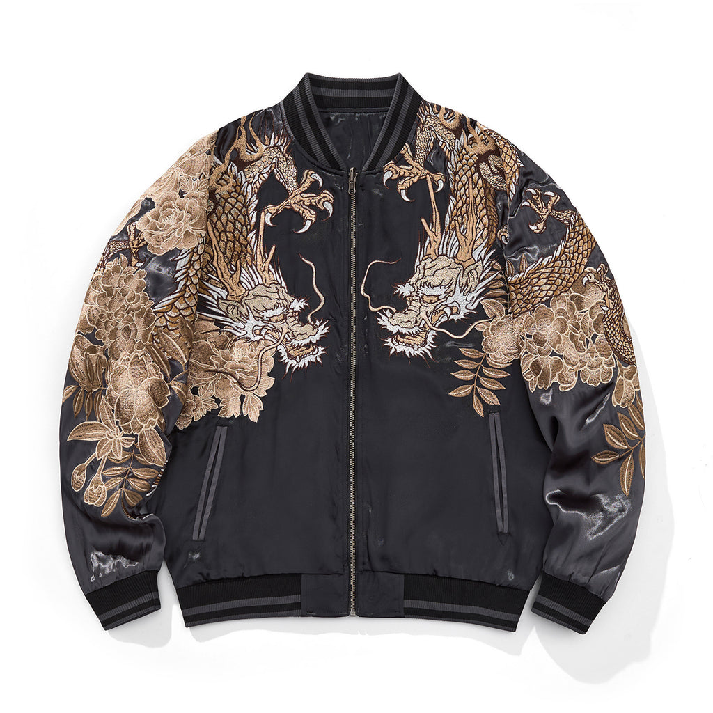 Mens Loose Fit Polyester Embroidered Chinese Style Jacket